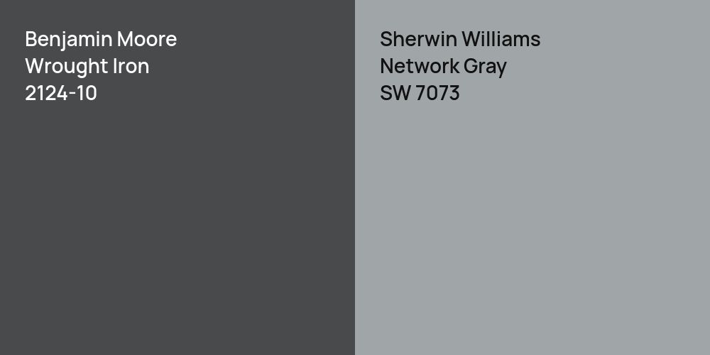 Benjamin Moore Wrought Iron vs. Sherwin Williams Network Gray