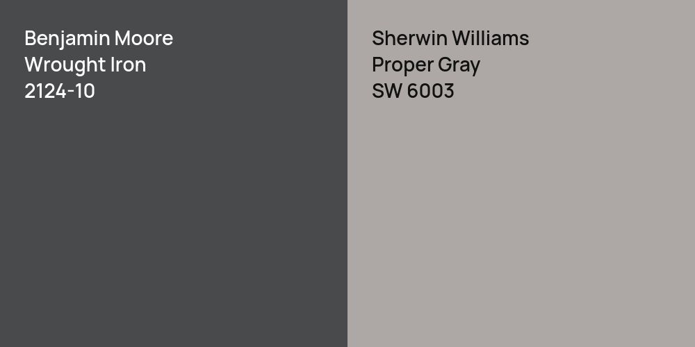 Benjamin Moore Wrought Iron vs. Sherwin Williams Proper Gray