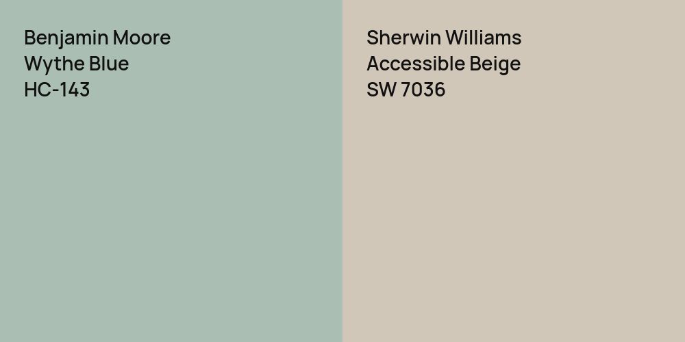 Benjamin Moore Wythe Blue vs. Sherwin Williams Accessible Beige