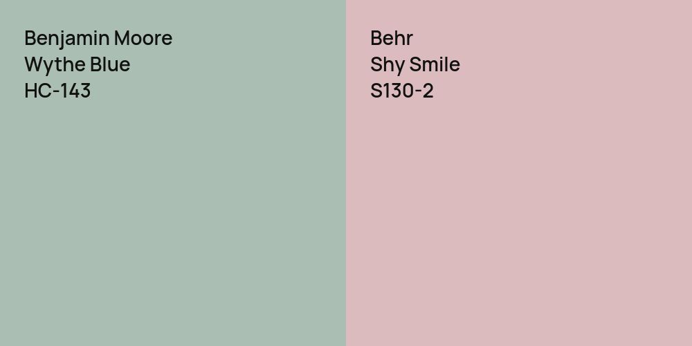 Benjamin Moore Wythe Blue vs. Behr Shy Smile