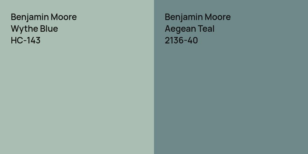 Benjamin Moore Wythe Blue vs. Benjamin Moore Aegean Teal