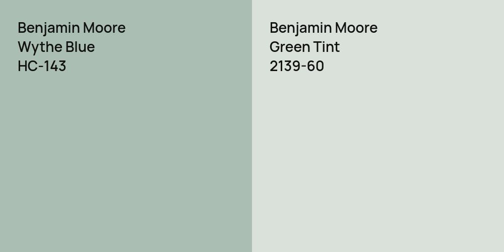 Benjamin Moore Wythe Blue vs. Benjamin Moore Green Tint