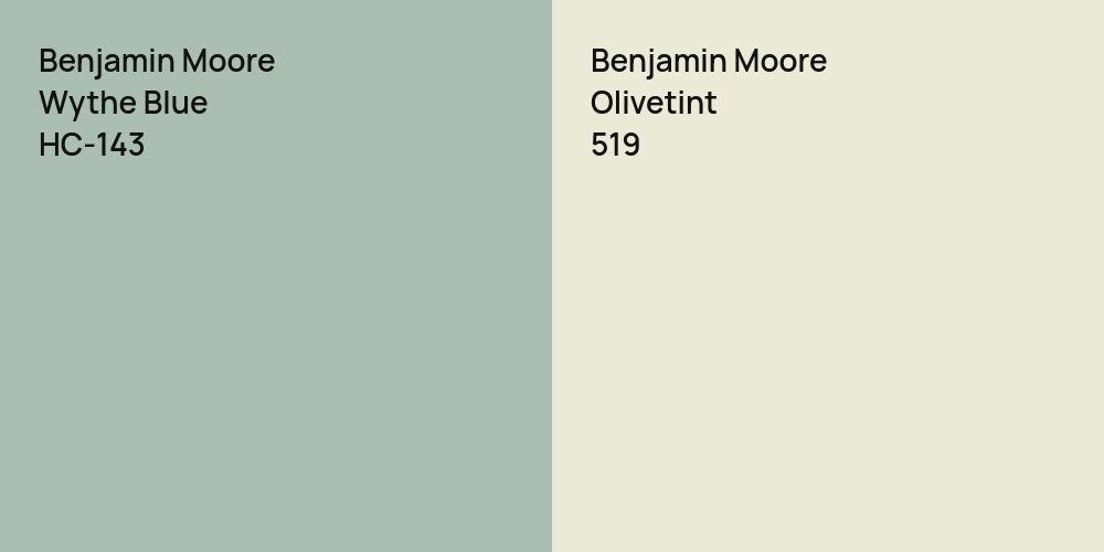 Benjamin Moore Wythe Blue vs. Benjamin Moore Olivetint