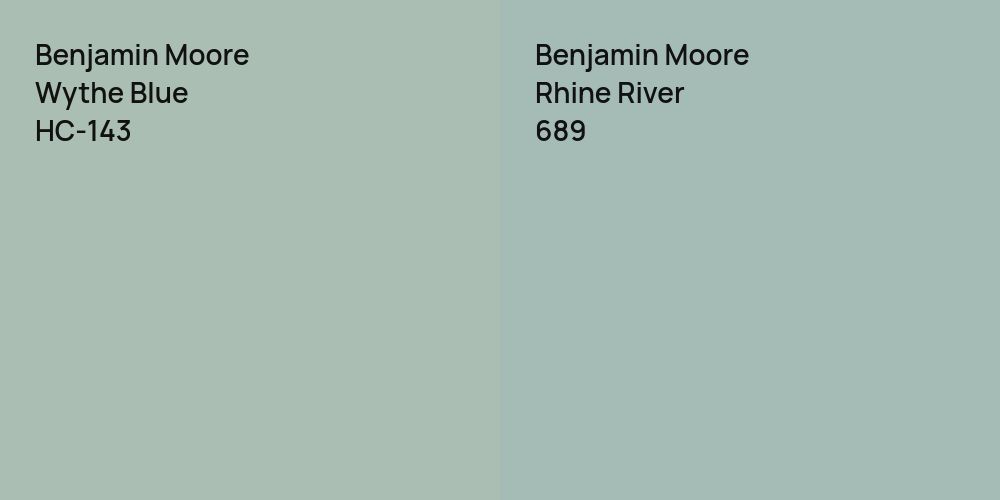 Benjamin Moore Wythe Blue vs. Benjamin Moore Rhine River