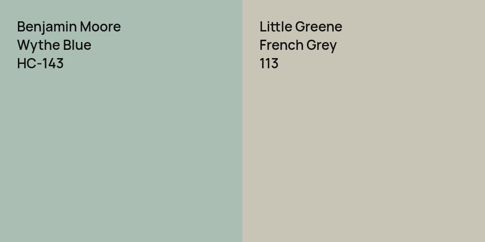 Benjamin Moore Wythe Blue vs. Little Greene French Grey