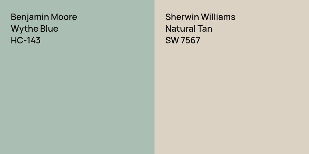 Benjamin Moore Wythe Blue vs. Sherwin Williams Natural Tan