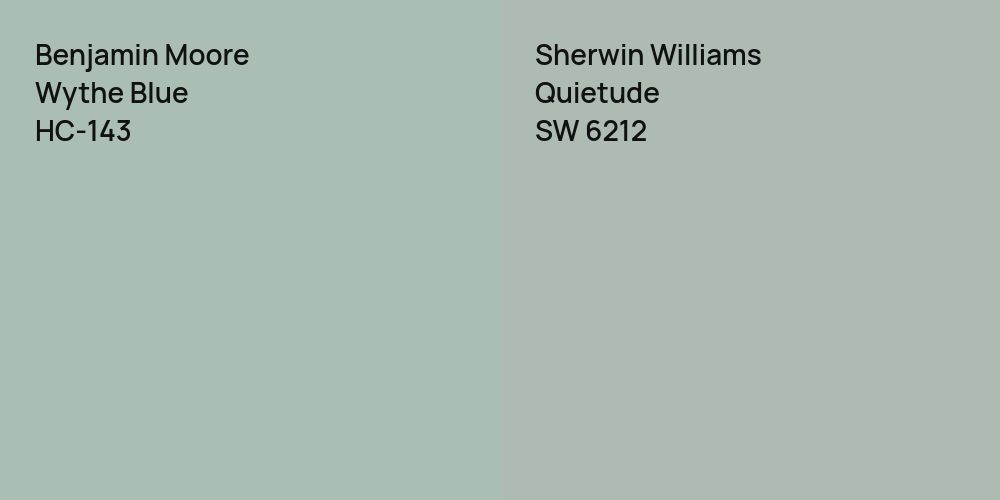 Benjamin Moore Wythe Blue vs. Sherwin Williams Quietude