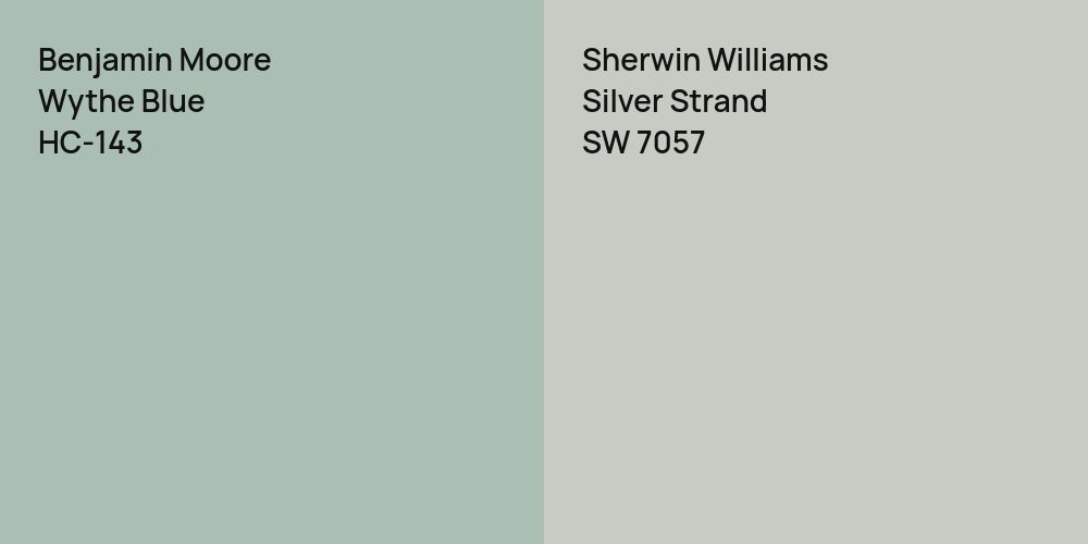 Benjamin Moore Wythe Blue vs. Sherwin Williams Silver Strand