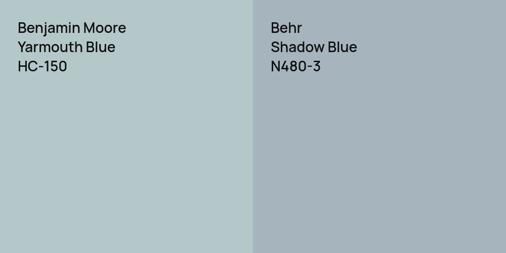 Benjamin Moore Yarmouth Blue vs. Behr Shadow Blue