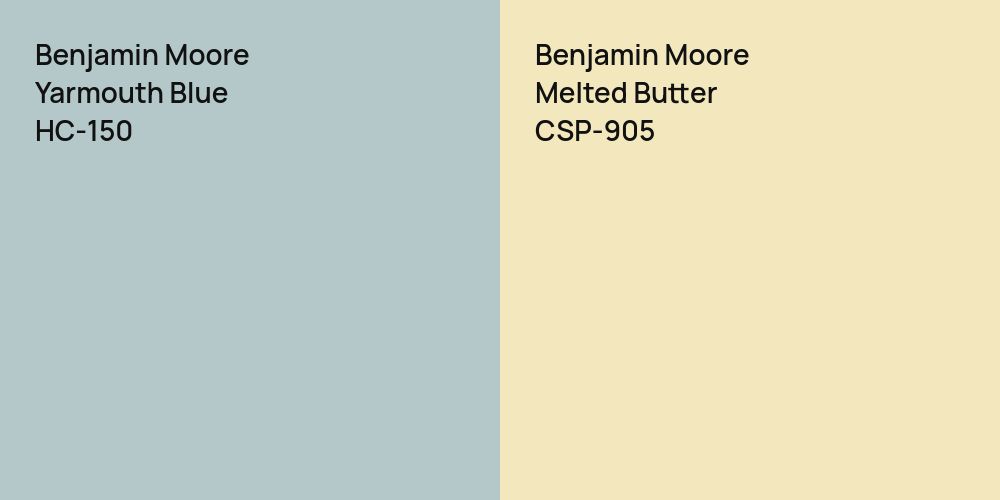 Benjamin Moore Yarmouth Blue vs. Benjamin Moore Melted Butter