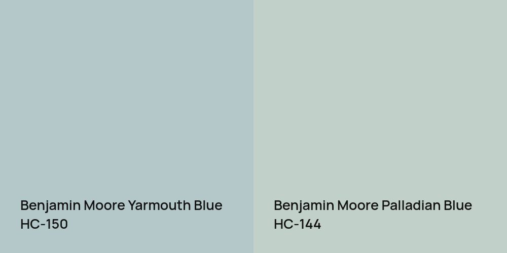 Benjamin Moore Yarmouth Blue vs. Benjamin Moore Palladian Blue