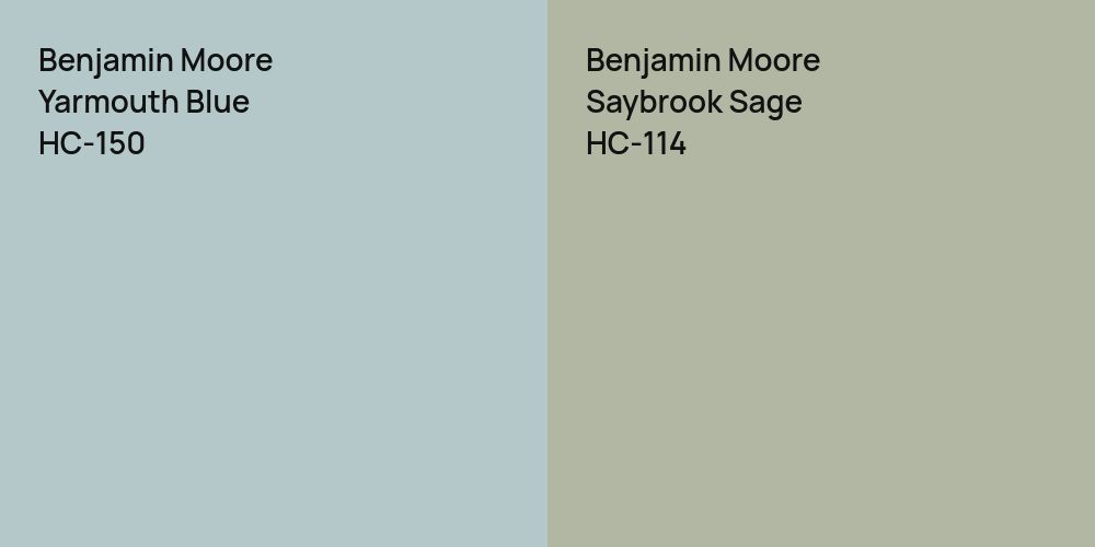 Benjamin Moore Yarmouth Blue vs. Benjamin Moore Saybrook Sage