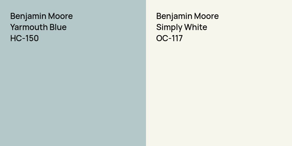 Benjamin Moore Yarmouth Blue vs. Benjamin Moore Simply White