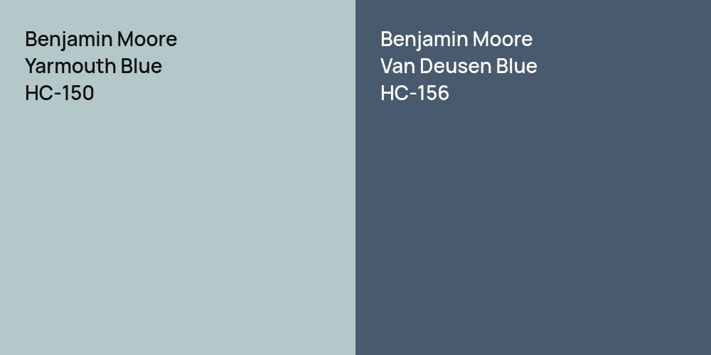 Benjamin Moore Yarmouth Blue vs. Benjamin Moore Van Deusen Blue