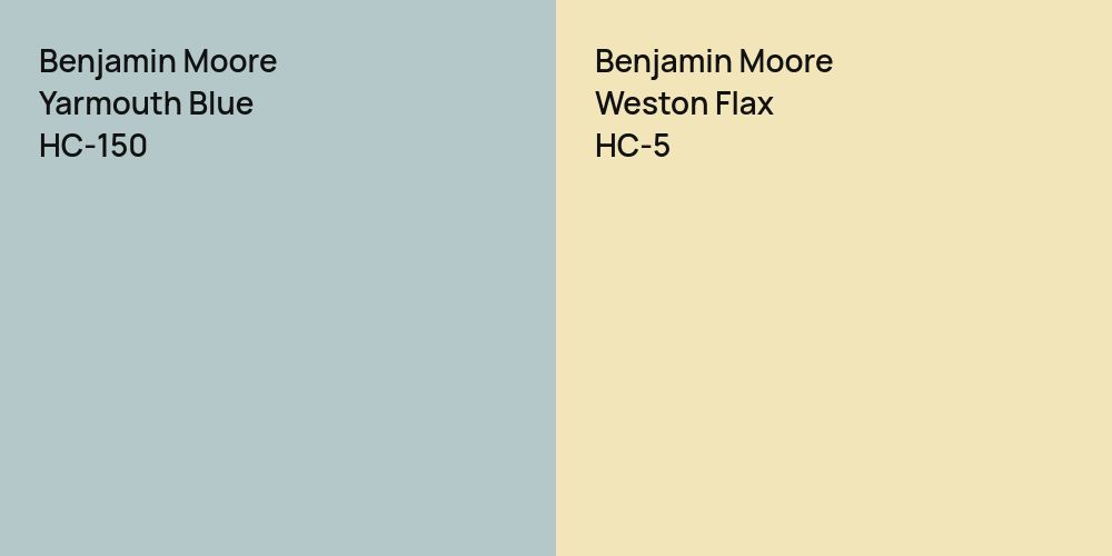 Benjamin Moore Yarmouth Blue vs. Benjamin Moore Weston Flax