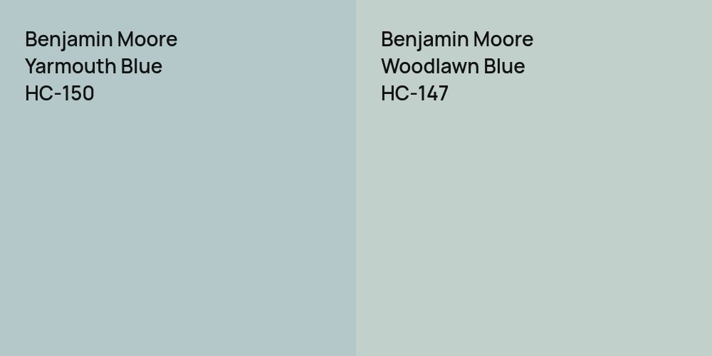 Benjamin Moore Yarmouth Blue vs. Benjamin Moore Woodlawn Blue