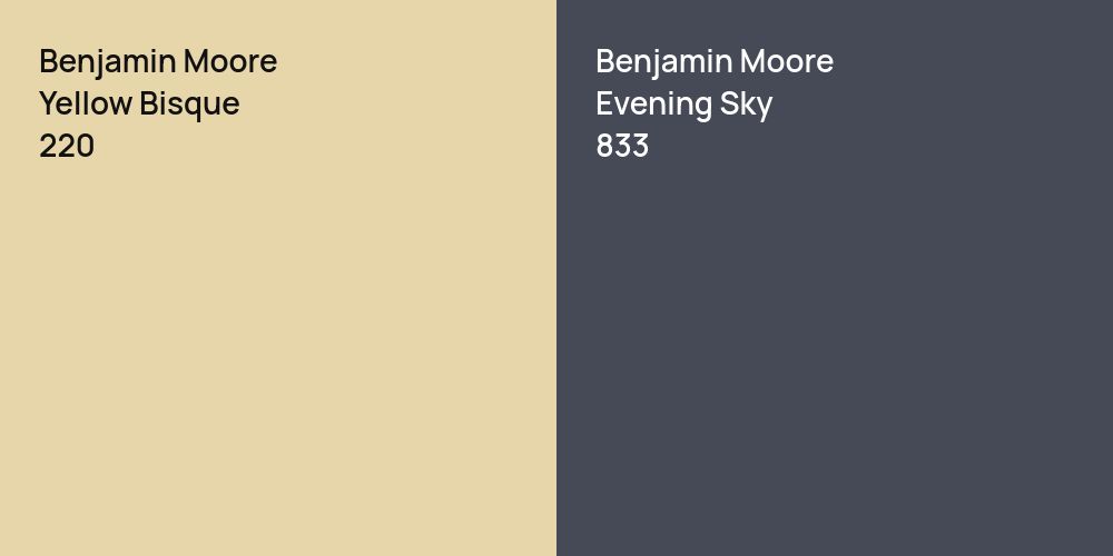 Benjamin Moore Yellow Bisque vs. Benjamin Moore Evening Sky