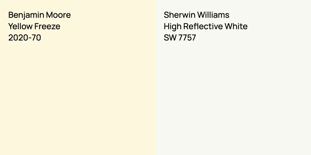 Benjamin Moore Yellow Freeze vs. Sherwin Williams High Reflective White