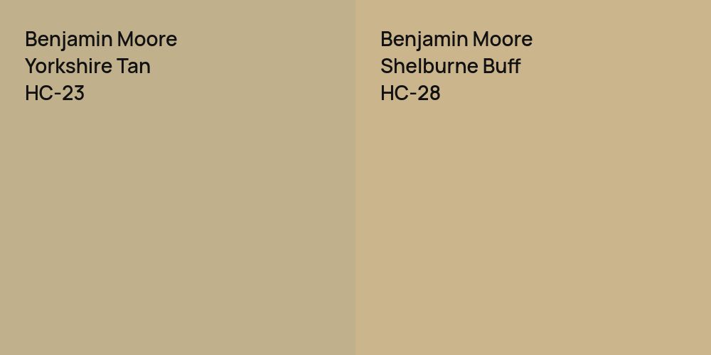 Benjamin Moore Yorkshire Tan vs. Benjamin Moore Shelburne Buff