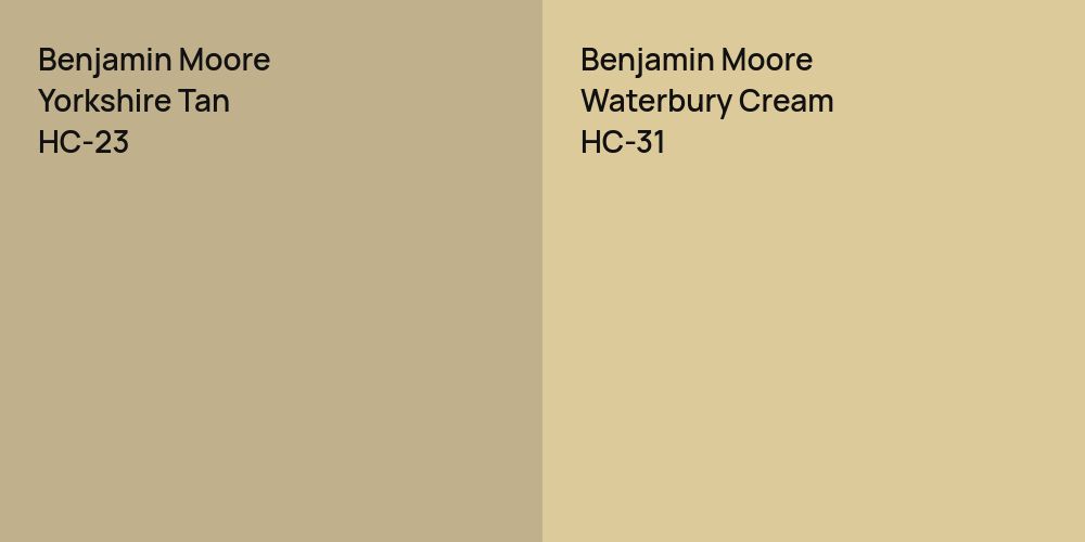 Benjamin Moore Yorkshire Tan vs. Benjamin Moore Waterbury Cream