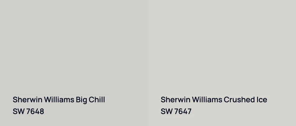 Sherwin Williams Big Chill SW 7648 vs Sherwin Williams Crushed Ice SW 7647