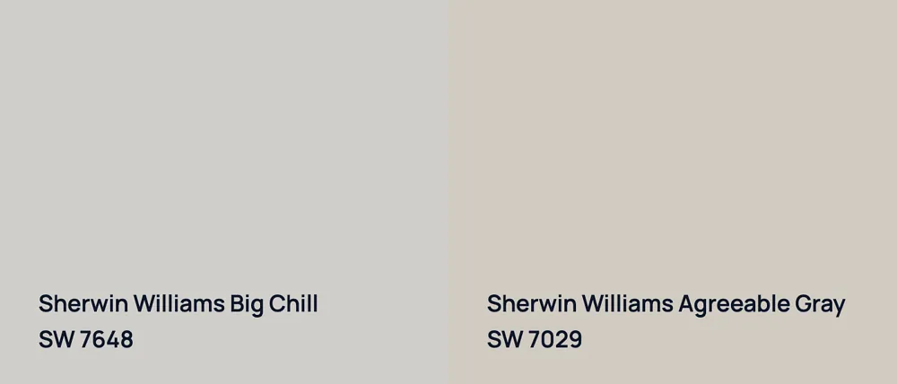 Sherwin Williams Big Chill SW 7648 vs Sherwin Williams Agreeable Gray SW 7029