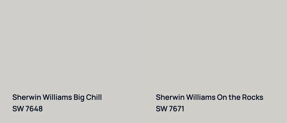Sherwin Williams Big Chill SW 7648 vs Sherwin Williams On the Rocks SW 7671