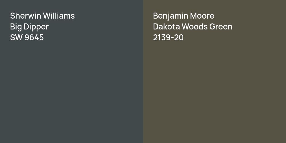 Sherwin Williams Big Dipper vs. Benjamin Moore Dakota Woods Green