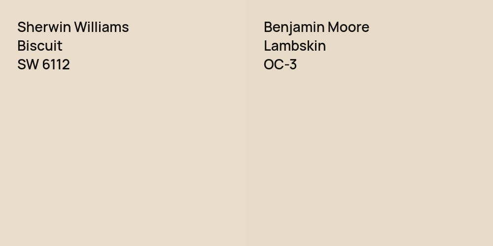 Sherwin Williams Biscuit vs. Benjamin Moore Lambskin