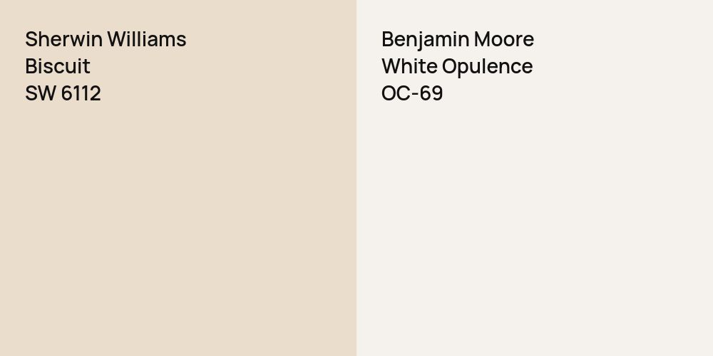 Sherwin Williams Biscuit vs. Benjamin Moore White Opulence