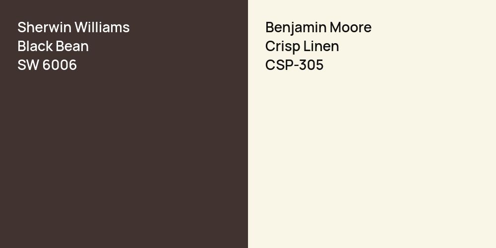 Sherwin Williams Black Bean vs. Benjamin Moore Crisp Linen