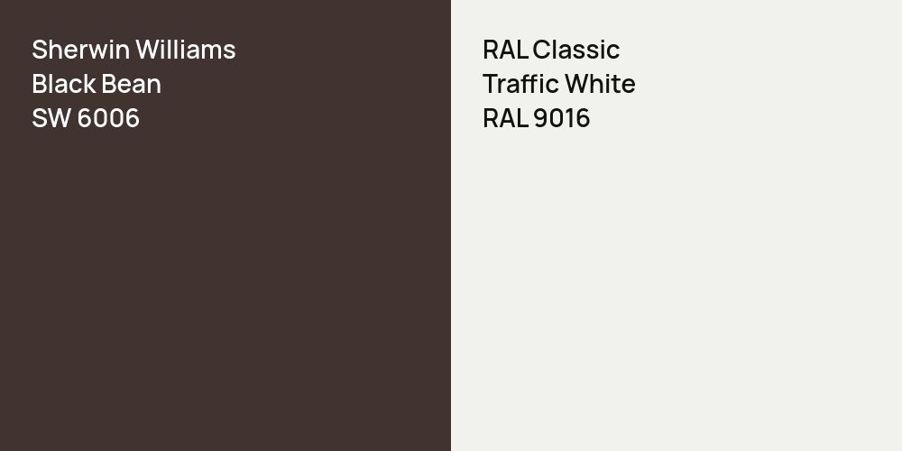 Sherwin Williams Black Bean vs. RAL Classic Traffic White