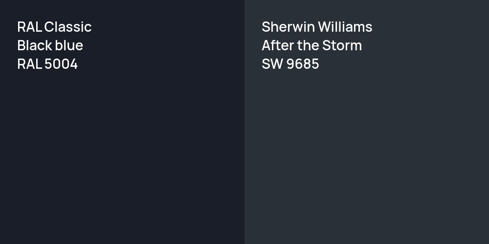 RAL Classic  Black blue vs. Sherwin Williams After the Storm