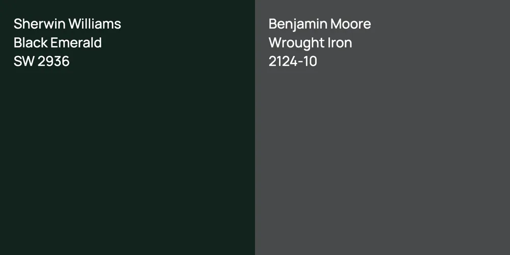 Sherwin Williams Black Emerald vs. Benjamin Moore Wrought Iron