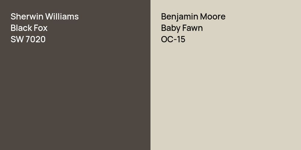 Sherwin Williams Black Fox vs. Benjamin Moore Baby Fawn