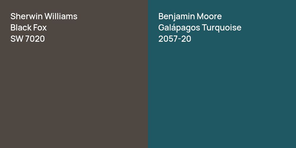 Sherwin Williams Black Fox vs. Benjamin Moore Galápagos Turquoise