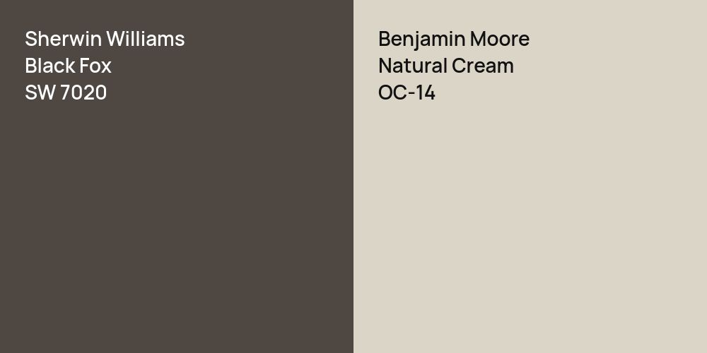 Sherwin Williams Black Fox vs. Benjamin Moore Natural Cream