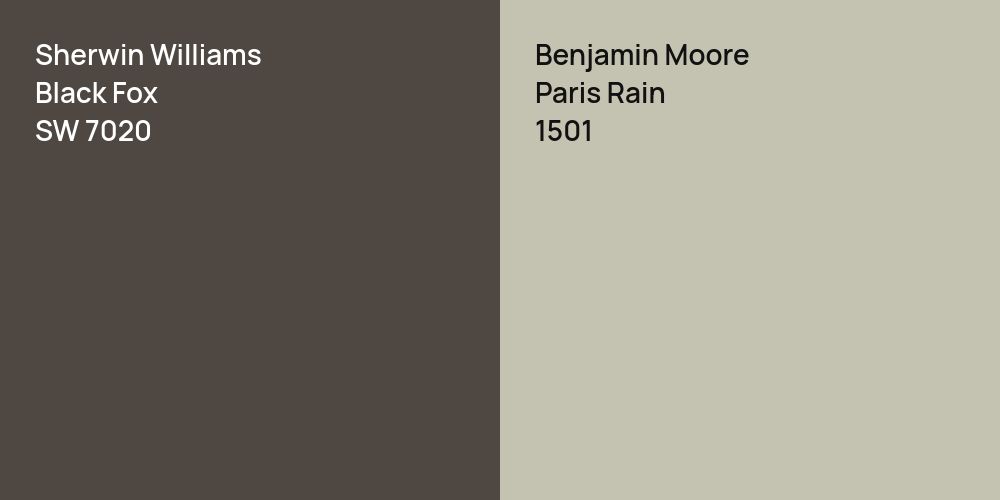 Sherwin Williams Black Fox vs. Benjamin Moore Paris Rain