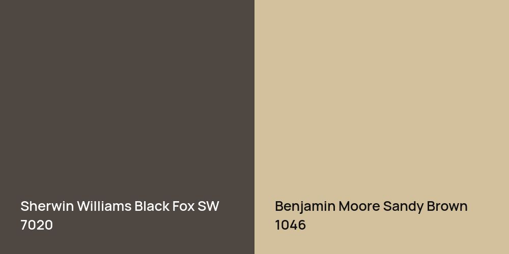 Sherwin Williams Black Fox vs. Benjamin Moore Sandy Brown