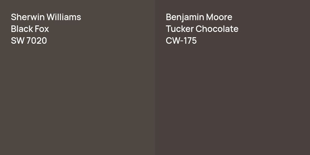 Sherwin Williams Black Fox vs. Benjamin Moore Tucker Chocolate