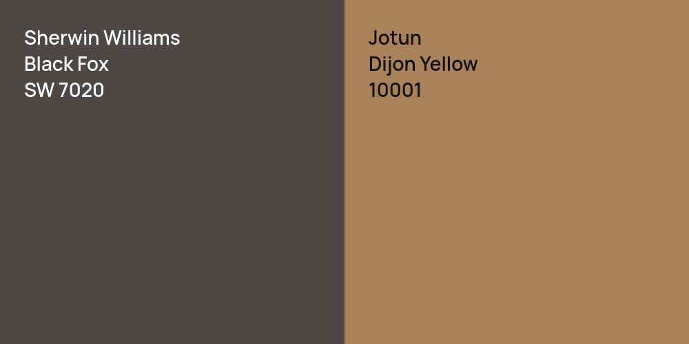 Sherwin Williams Black Fox vs. Jotun Dijon Yellow