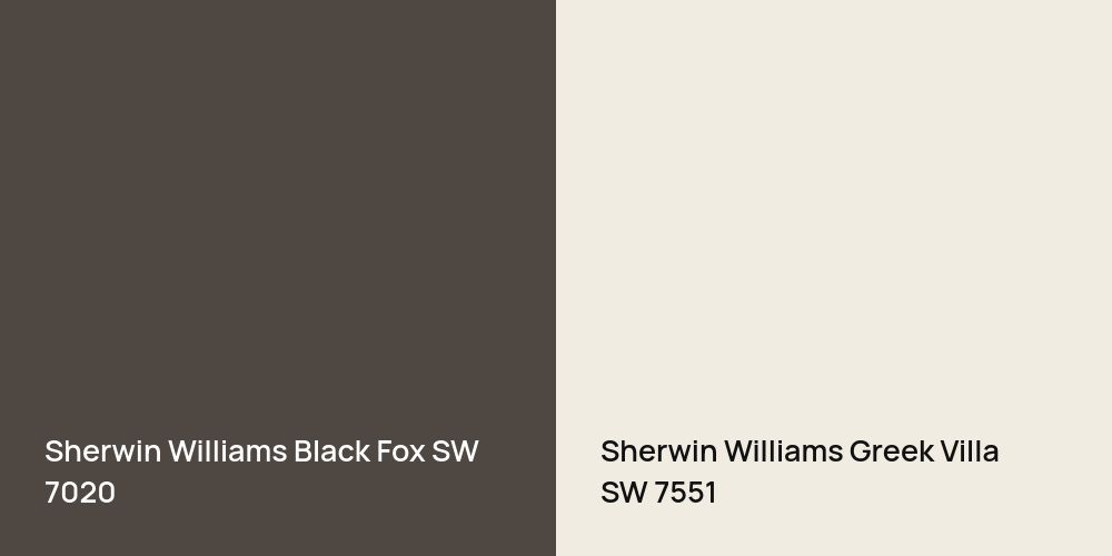 Sherwin Williams Black Fox vs. Sherwin Williams Greek Villa