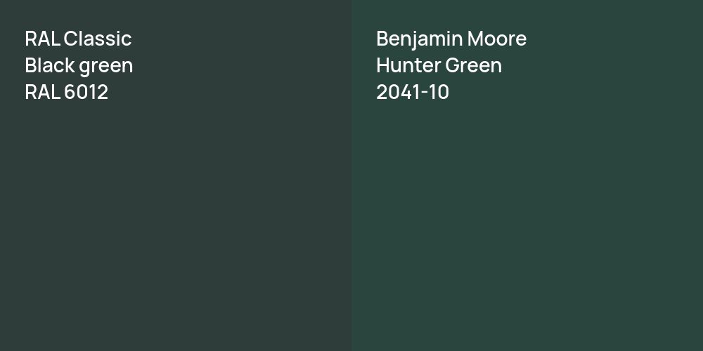 RAL Classic  Black green vs. Benjamin Moore Hunter Green