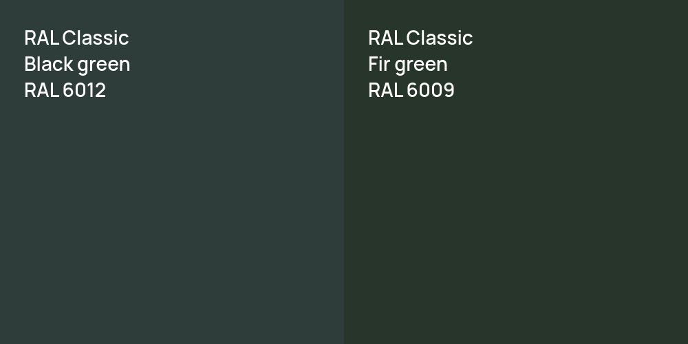 RAL Classic  Black green vs. RAL Classic  Fir green