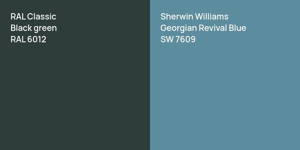 RAL Classic  Black green vs. Sherwin Williams Georgian Revival Blue