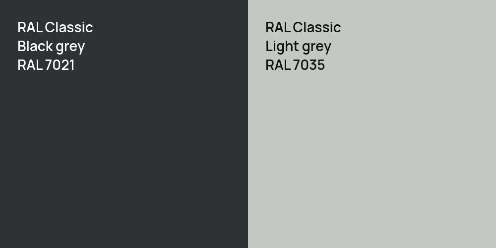 RAL Classic  Black grey vs. RAL Classic  Light grey