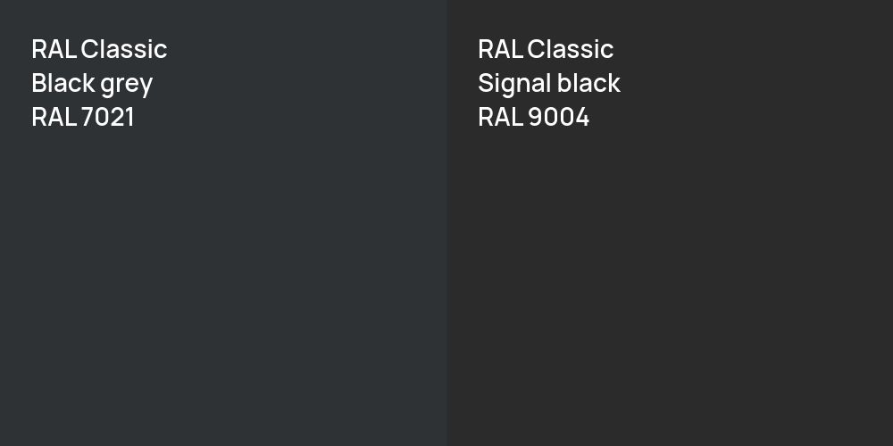 RAL Classic  Black grey vs. RAL Classic  Signal black