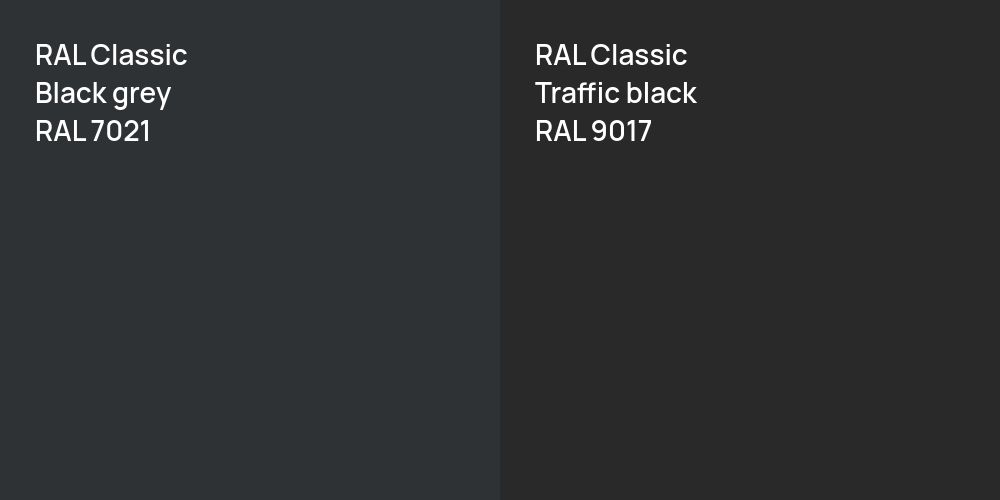 RAL Classic  Black grey vs. RAL Classic Traffic black