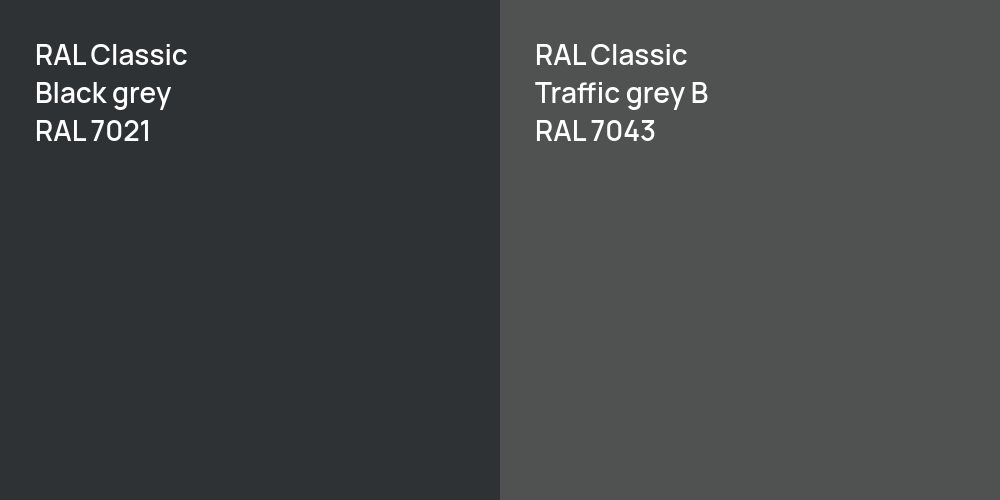 RAL Classic  Black grey vs. RAL Classic  Traffic grey B