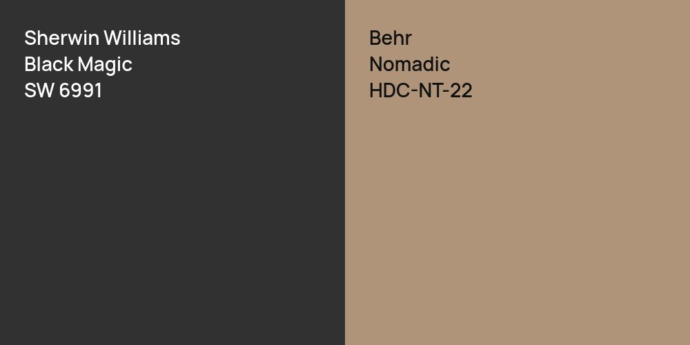 Sherwin Williams Black Magic vs. Behr Nomadic